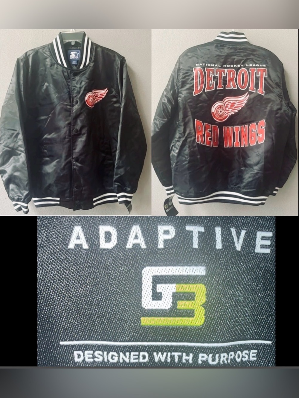 G3 ADAPTIVE  “DETROIT RED WINGS” SATIN JACKET FANS W/LIMITED MOBILITY Sz.S ~NWT